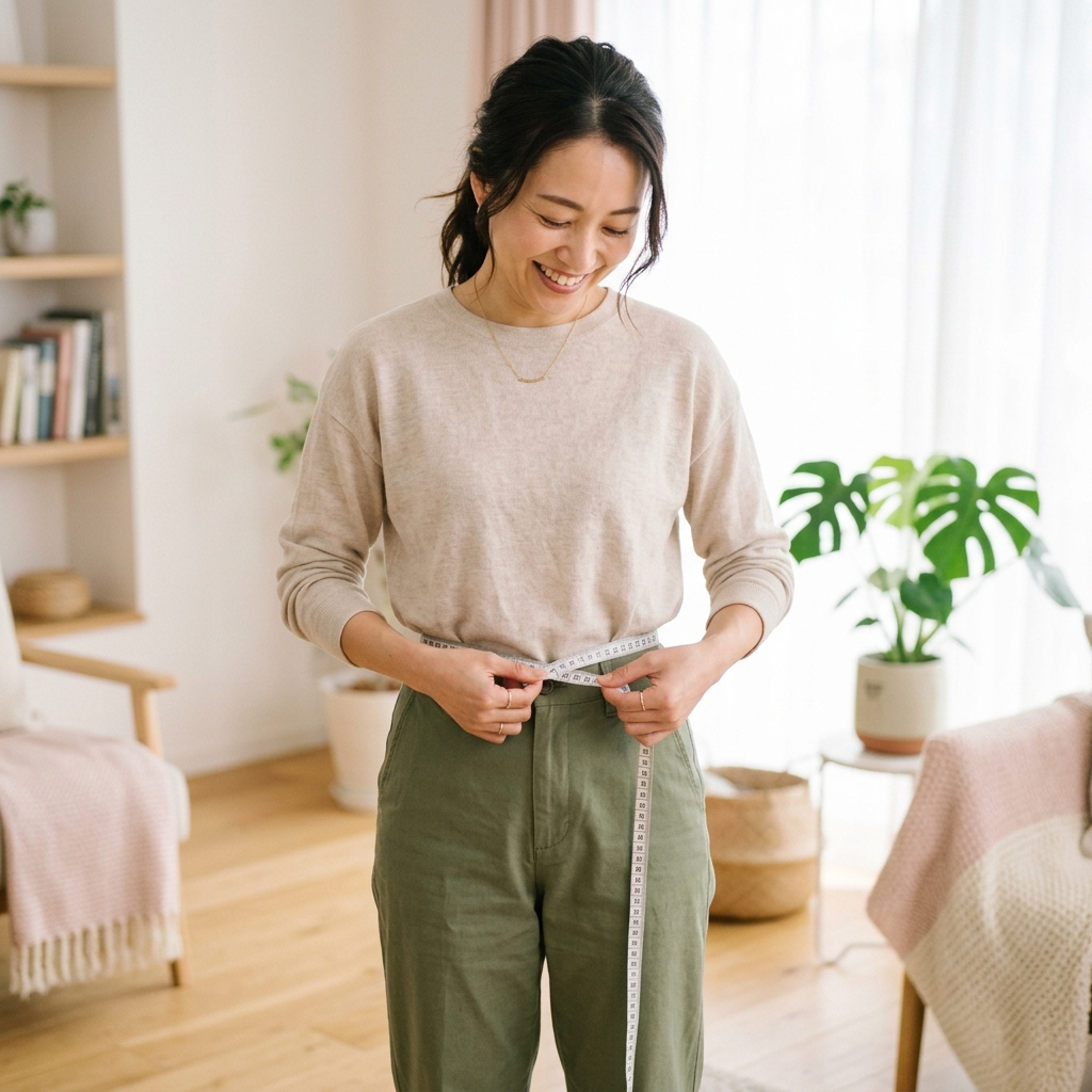 ダイエットに成功して喜ぶ女性